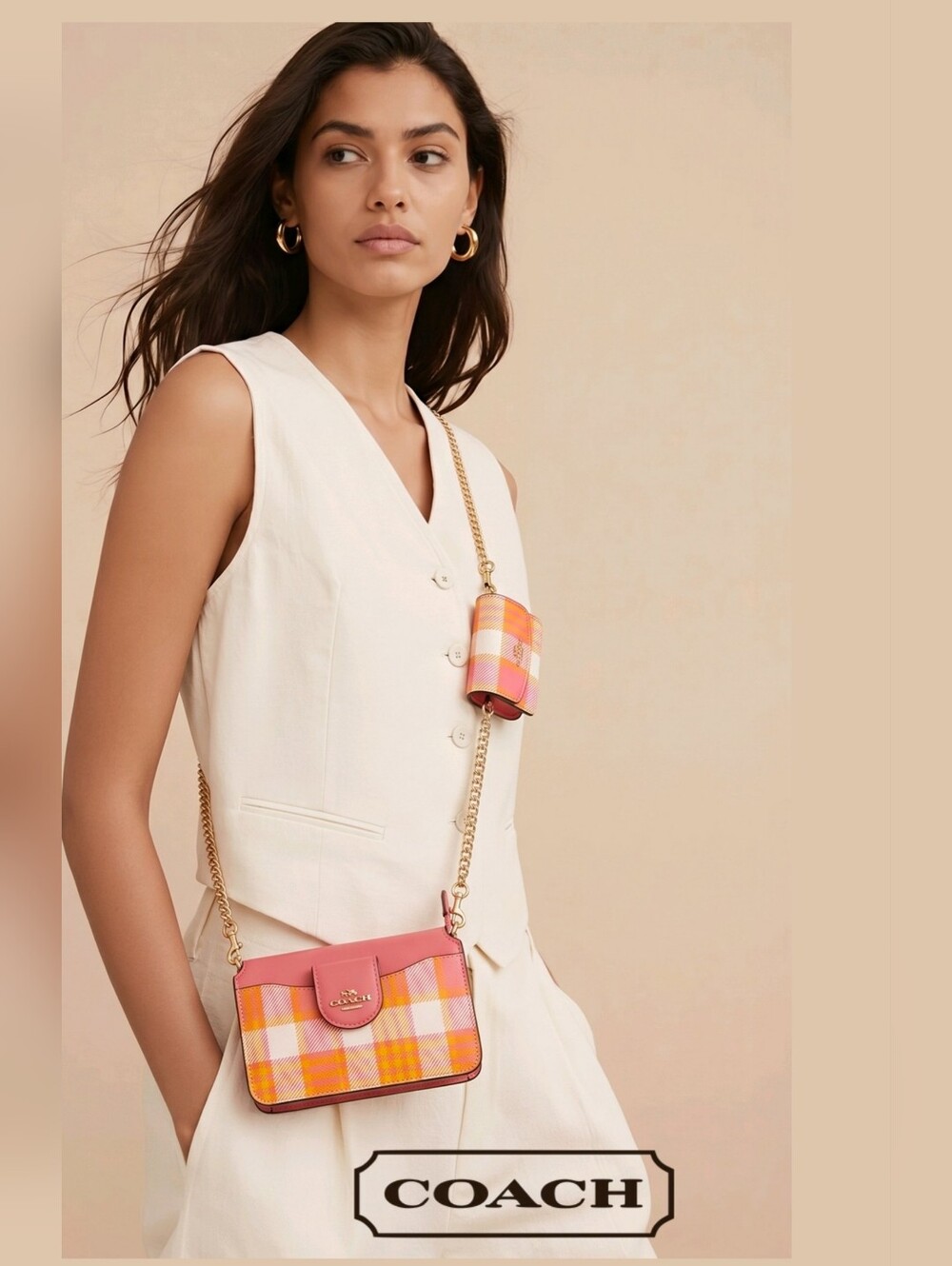 NWT COACH 2pc set Rare HTF Crossbody POPPY W/ Garden Plaid